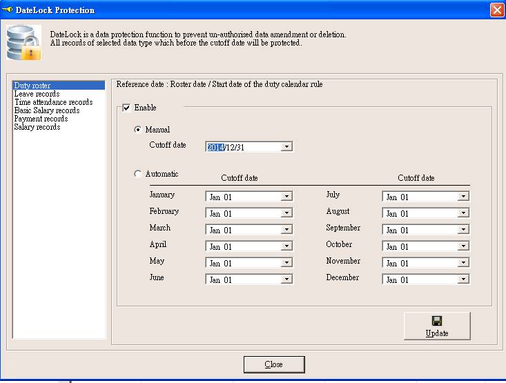 [Automatic] > System auto lock each month databy checking user pre ...